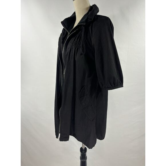 Cumar Italy Utility Jacket Black Medium Drawstring Hidden Hood Short Sleeve - Picture 2 of 15